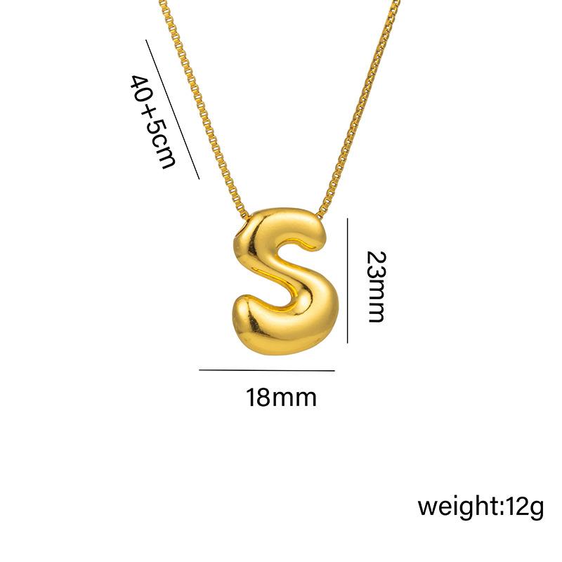Creative A-Z Balloon Bubble Letter Pendant Neckalce for Women Gold Plated Chunky Initial Necklaces Jewelry Birthday Gift
