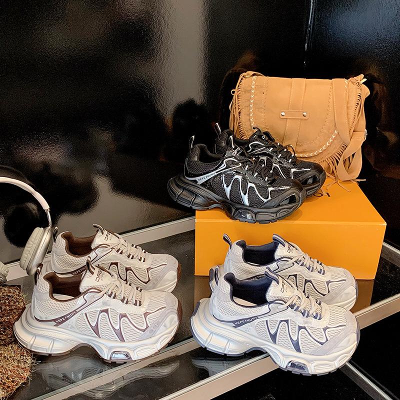 Thick-soled mesh dad shoes women's 2025 autumn new breathable outdoor sports mountaineering jogging shoes women's casual sports shoes