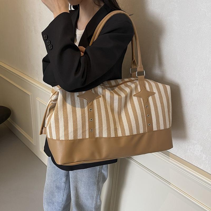 Women's Personalized Hand-held Travel Bag Striped Design with Shoes and Silhouette Style To Go Out for Fun, Wet and Dry Niche Yoga Bag