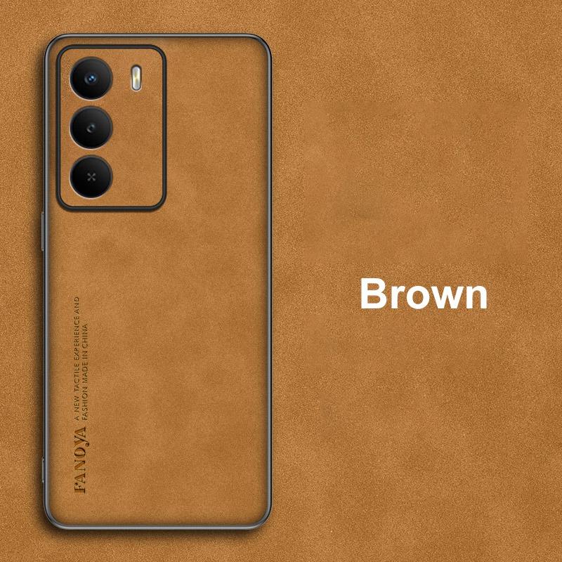 

Для Realme 14X Чехол Роскошный Чехол для телефона из ПУ кожи Для Realme14X 5G Задняя крышка Матовый Силиконовый Ударопрочный Полная защита Coque For Realme 14X коричневый
