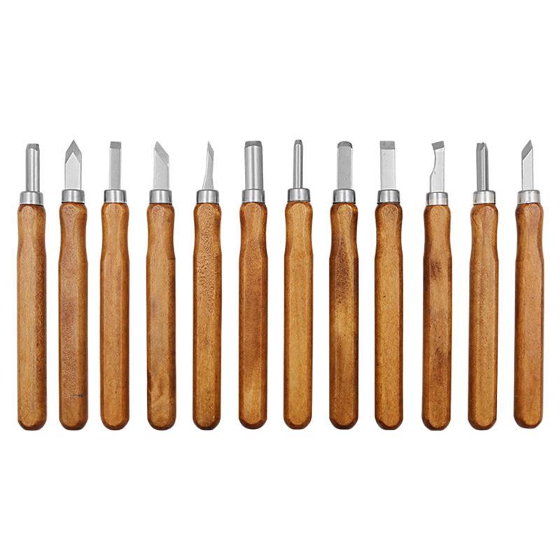 12PCS Chisel Handmade Woodcut Knife Carving Woodworking Carpenter Gouge ...