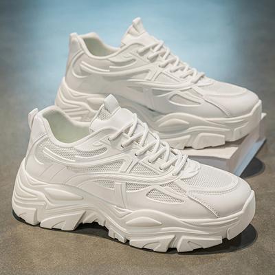 Mode Plateau Damen Neu Frühling Herbst Weiß Lässige Klobige Sportschuhe Mesh Leder Sneaker