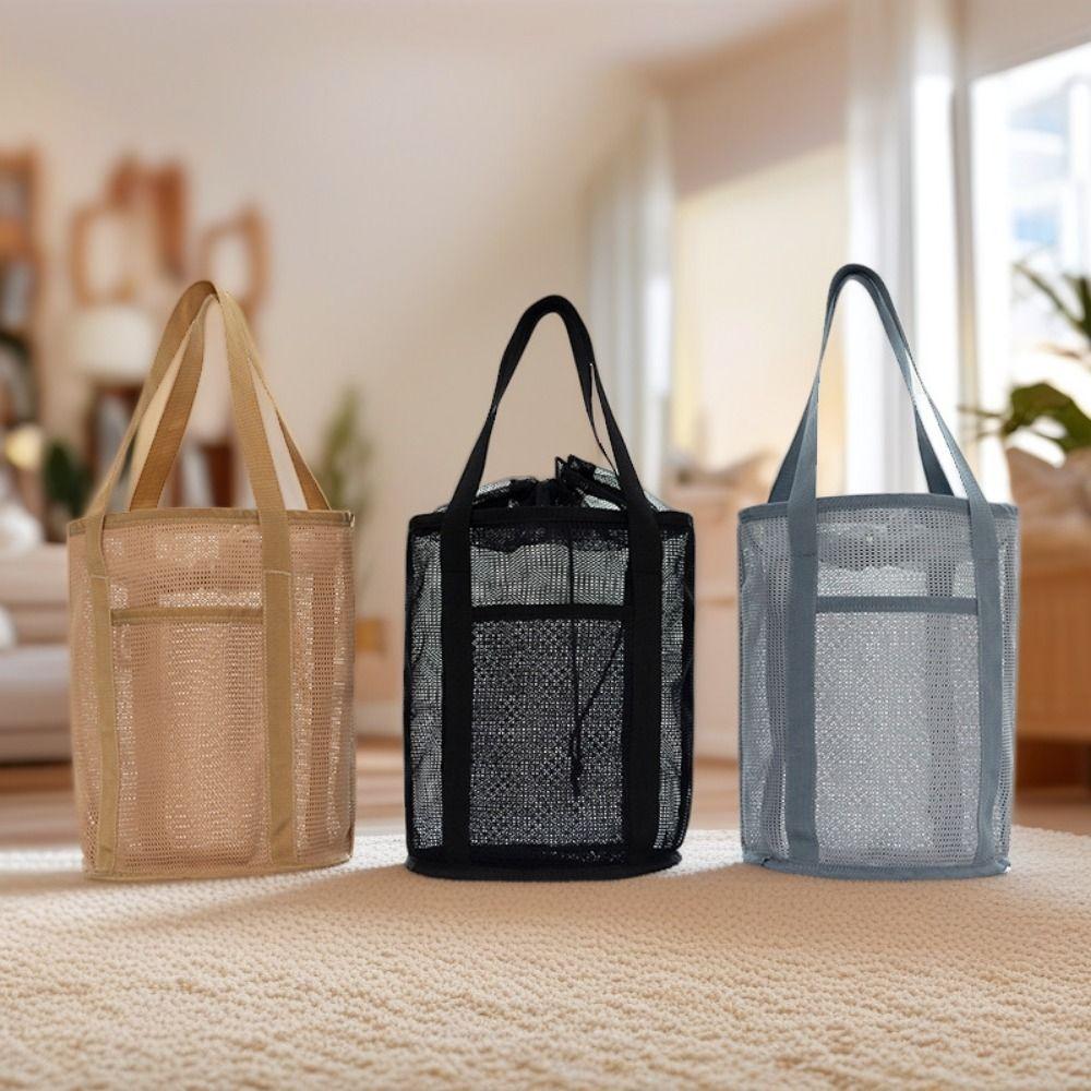 Large-Capacity Beach Toy Baskets Drawstring Portable Bath Storage Bag Travel Wash Tote Bag  Family
