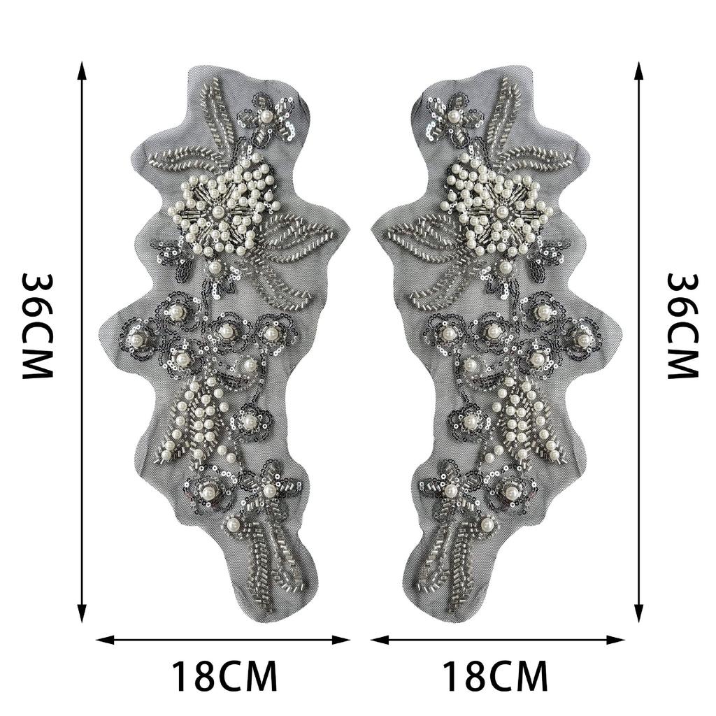 Lace Bead Embroidery Pair Of Flower Collar Wedding Dress Decoration Bridal Headdress Diy Hand-Sewn Decal Accessories