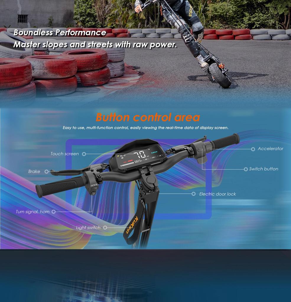 Electric Scooter Adult Kukirin G4 2400W Motor Top Speed 70Km/h Foldable Electric Scooter 60V 20AH Max Range 75Km Load 120Kg