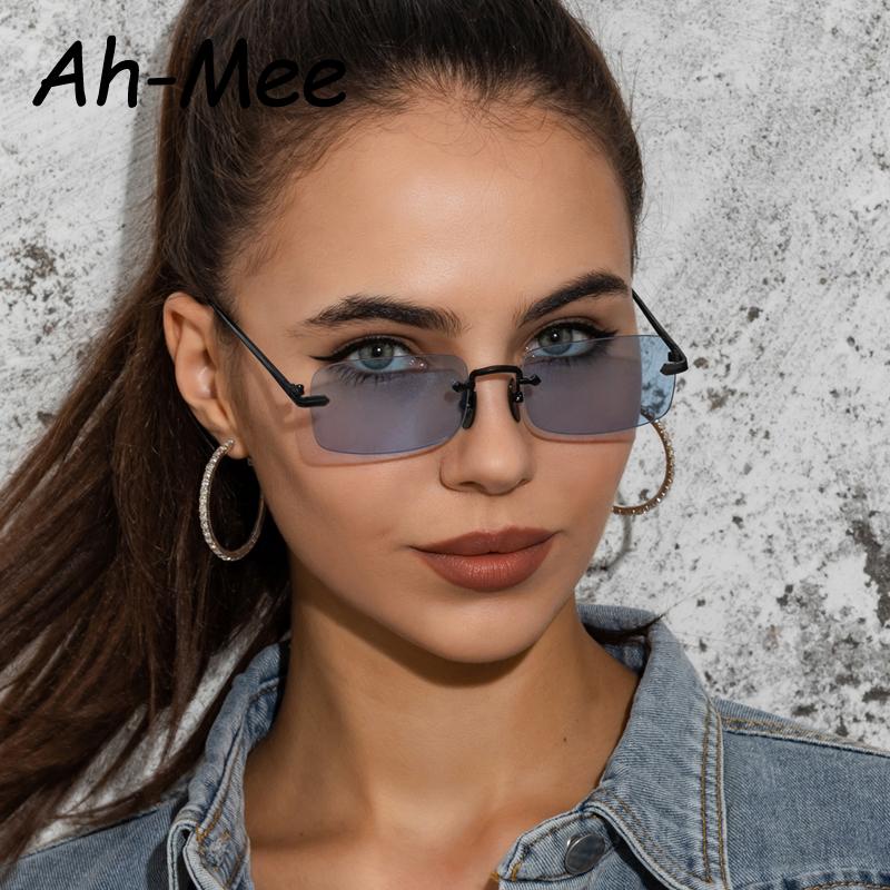 Stylish Compact Rimless Square Sunglasses Female Male Luxury Brand Design Popular Travel Driving Metal Retro Sun Eyeglasses UV400