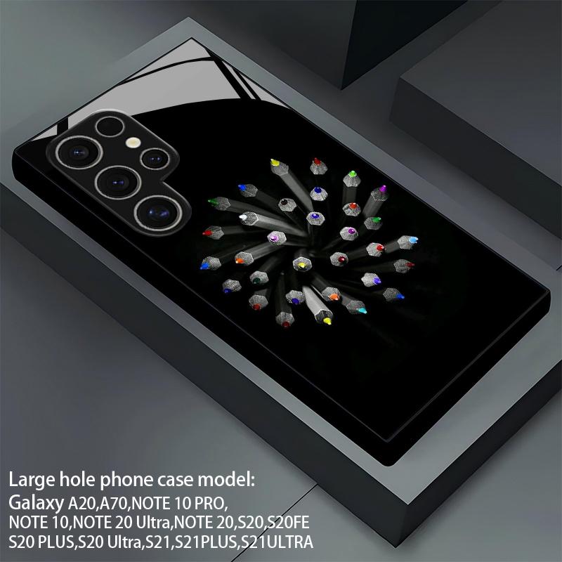 Colorful Pencil Radiating Pattern 2D Phone Case for Samsung S26 S25 S24 S23 S22 S21 S20 A56 A36 A16 - Glass Protective Cover