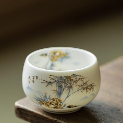 Schafsfett Weißes Porzellan Meistertasse Handgemachte Keramik Teeschale für Chinesische Teezeremonie Persönliche Nutzung Luxuriöse Heimdekoration Geschenk