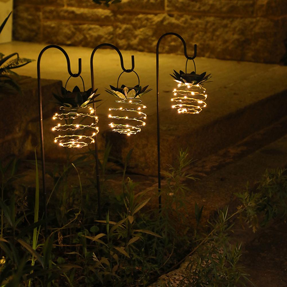 LED Copper Light Solar Power Lights String Pineapple Lamp Lantern Waterproof Outdoor Garden Decoration