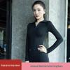 Women's Professional Yoga Suit with Chest Pads – Summer Pilates Training, Lapel, Long Sleeves, Outdoor-Ready Tight-Fitting Fitness Wear