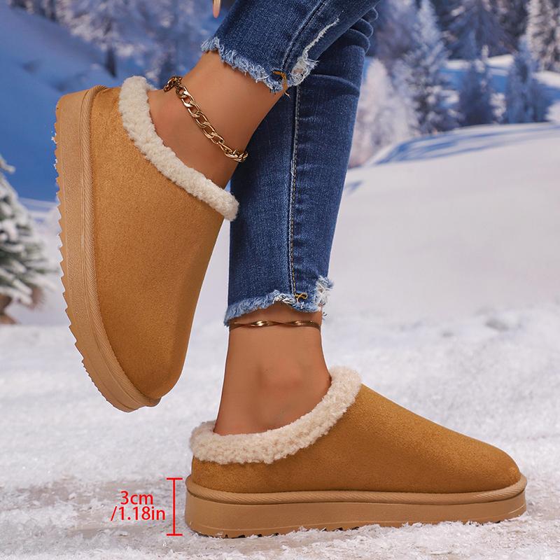 Fashion Winter Short Plush Snow Boots for Women Flat Heel Non Slip Cotton Shoes Woman Comfortable Non Slip Warm Ankle Boots Plus Size 44