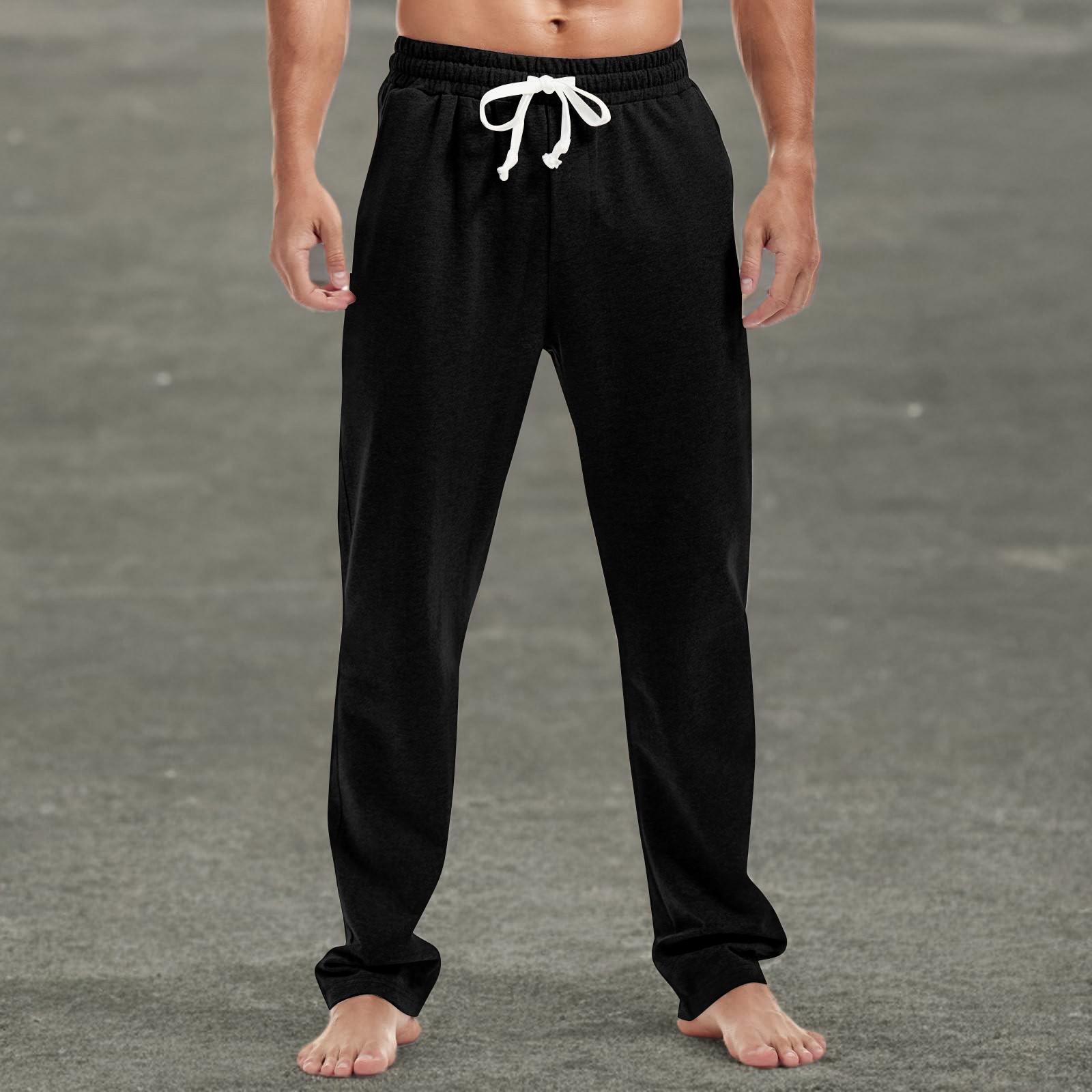 

Мужские модные прямые повседневные спортивные брюки с принтом и карманами M чёрный