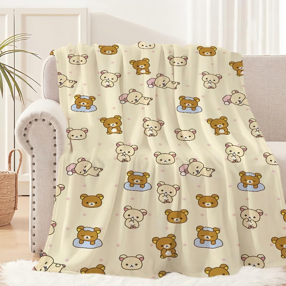 

Cartoon Cute R-Rilakkuma-s Bear Blanket Plush Nap Sofa rug for Living Room Warm Office Bedroom Birthday Home Travel Kid Gifts 30x40in
