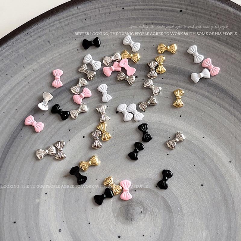 5 Stück 3D Schleifen Krawatte Nagelkunst Charms, Luxus 3D Legierung Schleifen Strasssteine, Nageldekoration Zubehör