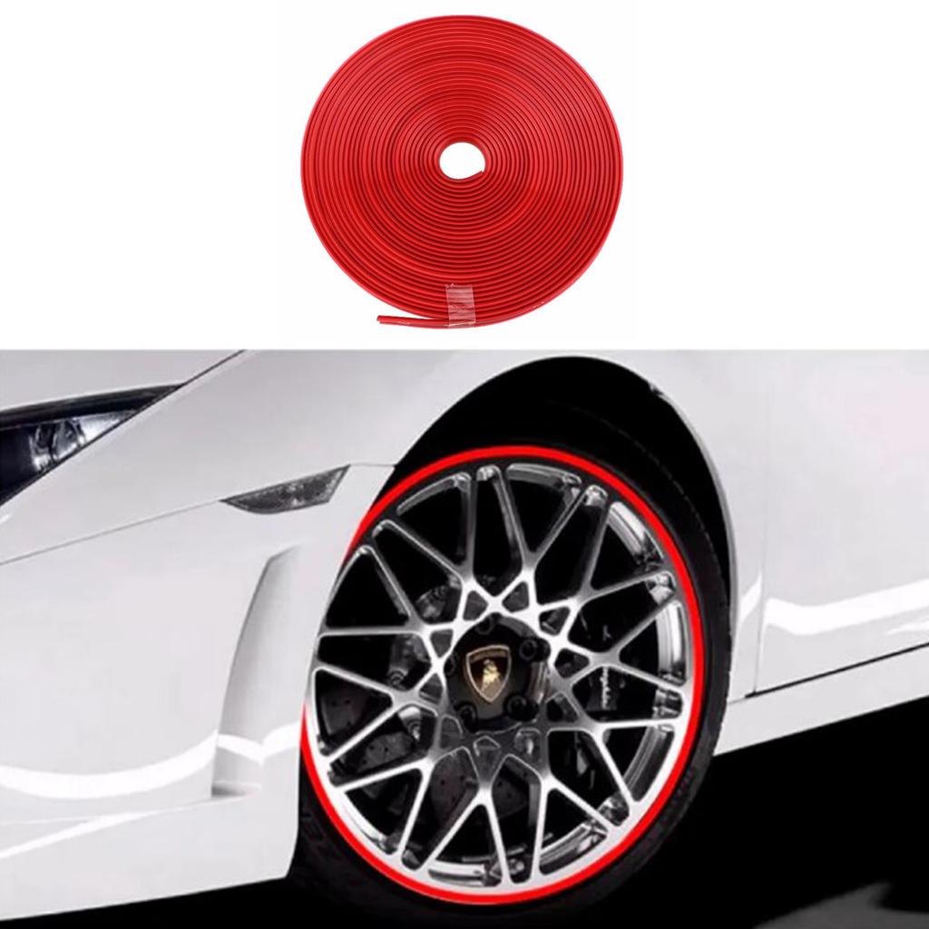 Car Wheel Trim Strip 8 Meters Length Red Simple Car Wheel Trim Protector Strips for Automobile