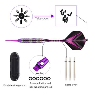 Aluminum Alloy Dart Shafts Soft Tip Darts Set with Travel Case Colorful Darts PET Flights Gift for Men Beginners Players