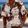 Camisa Casual de Manga Corta con Cuello de Solapa para Hombre Verano Camisa Hawaiana de Color Sólido Tops 100% Poliéster