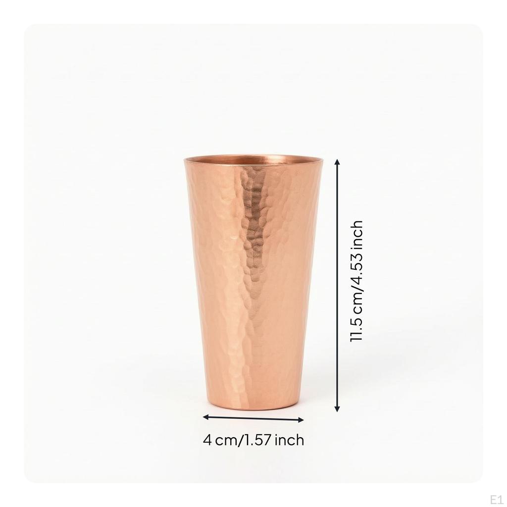 Copper Cup with Hammered Exterior Handmade Water Handcrafted Tumbler for Tea Lovers,