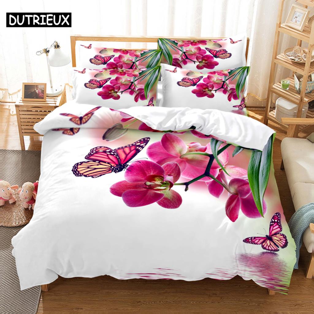 Blue Butterfly Duvet Cover Set King Size 220X240 Double Bed Single 3D Queen Bedding Sets Pink Full Twin Quilt Linen Pillowcase