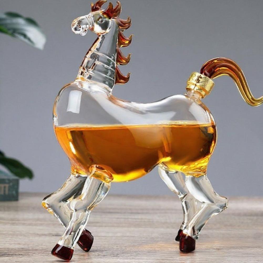Pferde-Zodiac Glas Karaffe Erfolg beim ersten Versuch Symbolisches Design Handgeblasen Künstlerischer Likörspender Heimdekoration Kreatives Geschenk