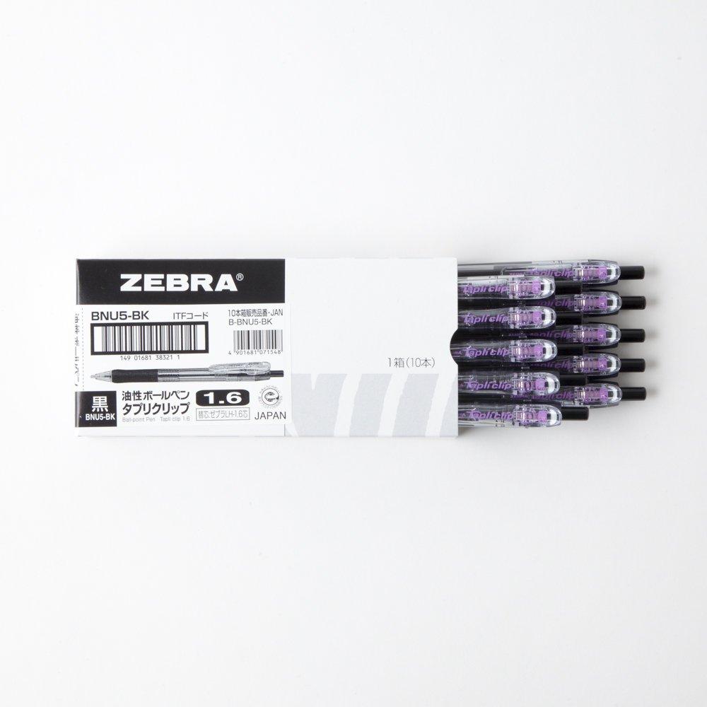Zebra TapliClip Ballpoint 10 Oil-Based Pen, 1.6mm, Black, Pens, B-BNU5-BK