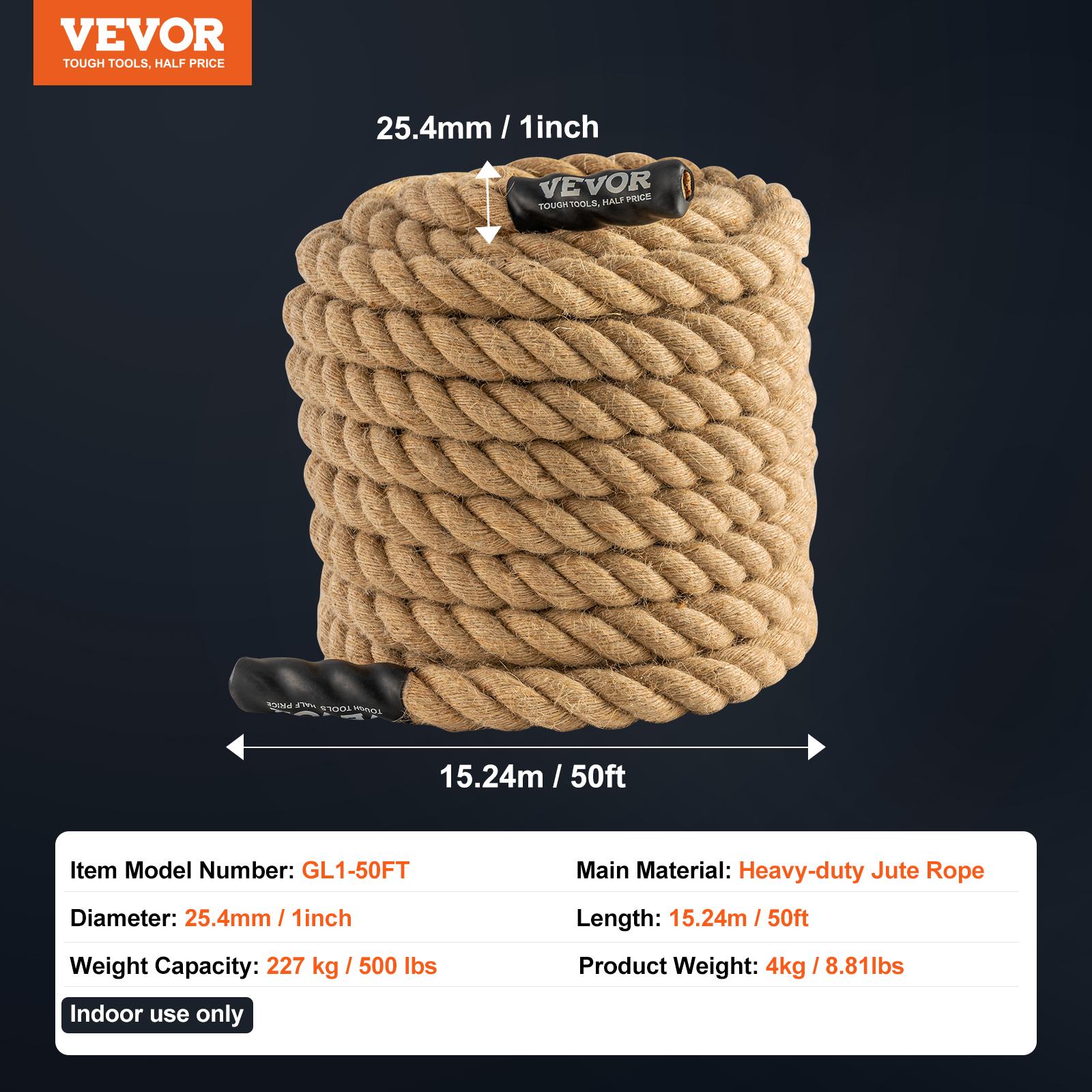 SucceBuy 50/100FT Gym Climbing Rope Length Gym Fitness Training Rope Gym Exercise Workout Rope for Climbing Rope for Fitness