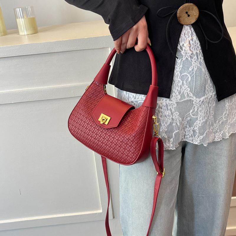 Simple Casual Fashionable Crossbody Tote Bag Vintage Half Moon Design Solid Color For Women Underarm Hobo Bag CLE