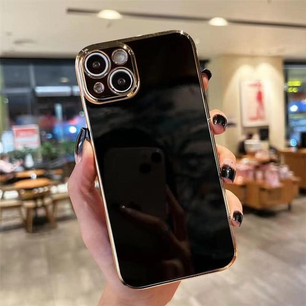 Applicable To Apple 15 Mobile Phone Case Fine Hole Straight Edge 6D Solid Color Electroplating IPhone 14 Full-pack Transparent Anti-fall 13 Soft Case