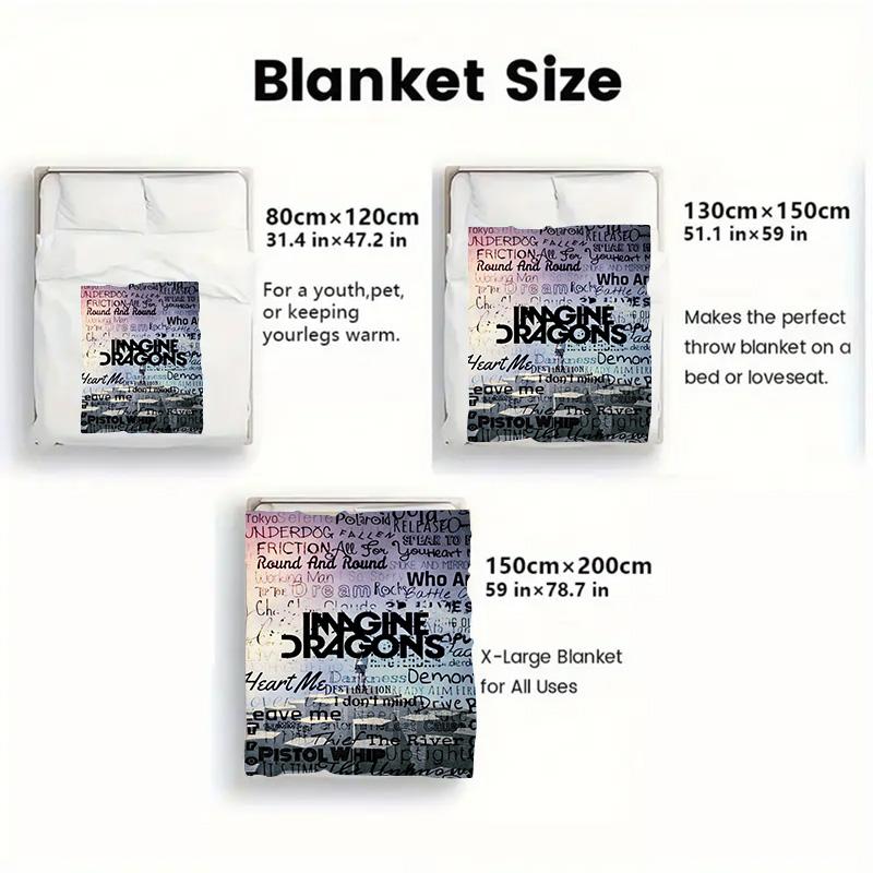 Imagine Dragons 2D Flat Pattern Flannel Blanket High quality All Seasons Warmth and Comfort Perfect for Christmas Gifts.NMT0928089