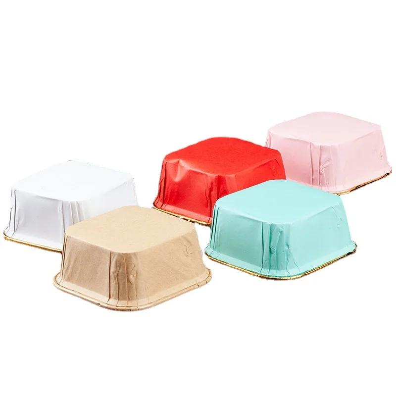 50Pcs 6.5x3.5cm Square Cupcake Paper Oil-proof Chiffon Roll Cake Cup Baking Muffin High Temperature Case Mold