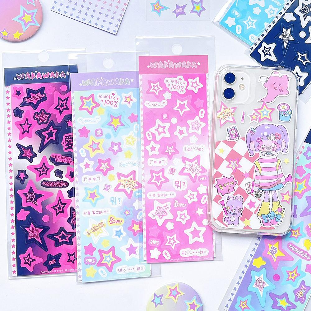 Hand tent stickers with star elements, Korean Ins style base stickers