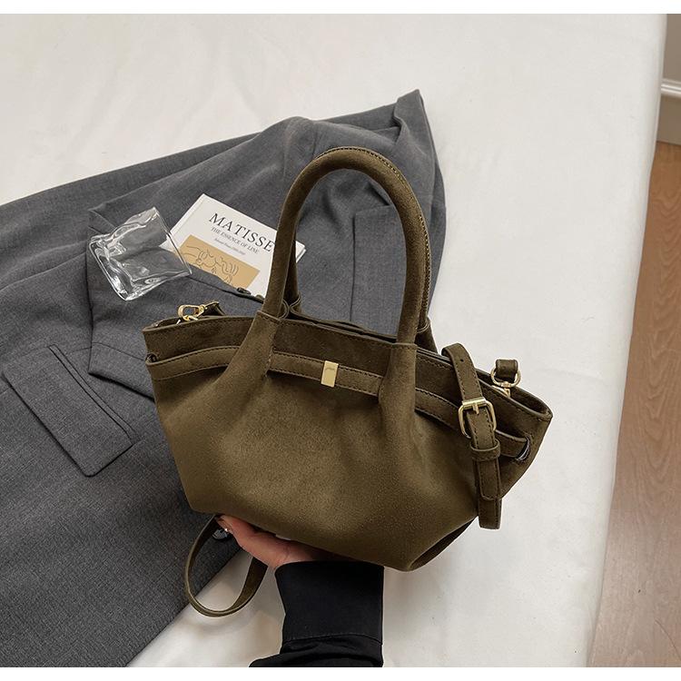 Suede tote bag women's 2025 new autumn and winter high-end niche design large-capacity commuter retro handbag