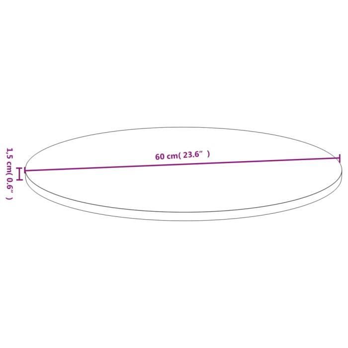 VidaXL Dessus de table Ø60x1,5 cm bambou 352674