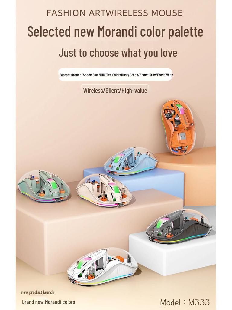 Bobcat Silent Bluetooth Mouse - Transparent, Wireless, 3 Modes, TYPE-C Charging, Universal Compatibility