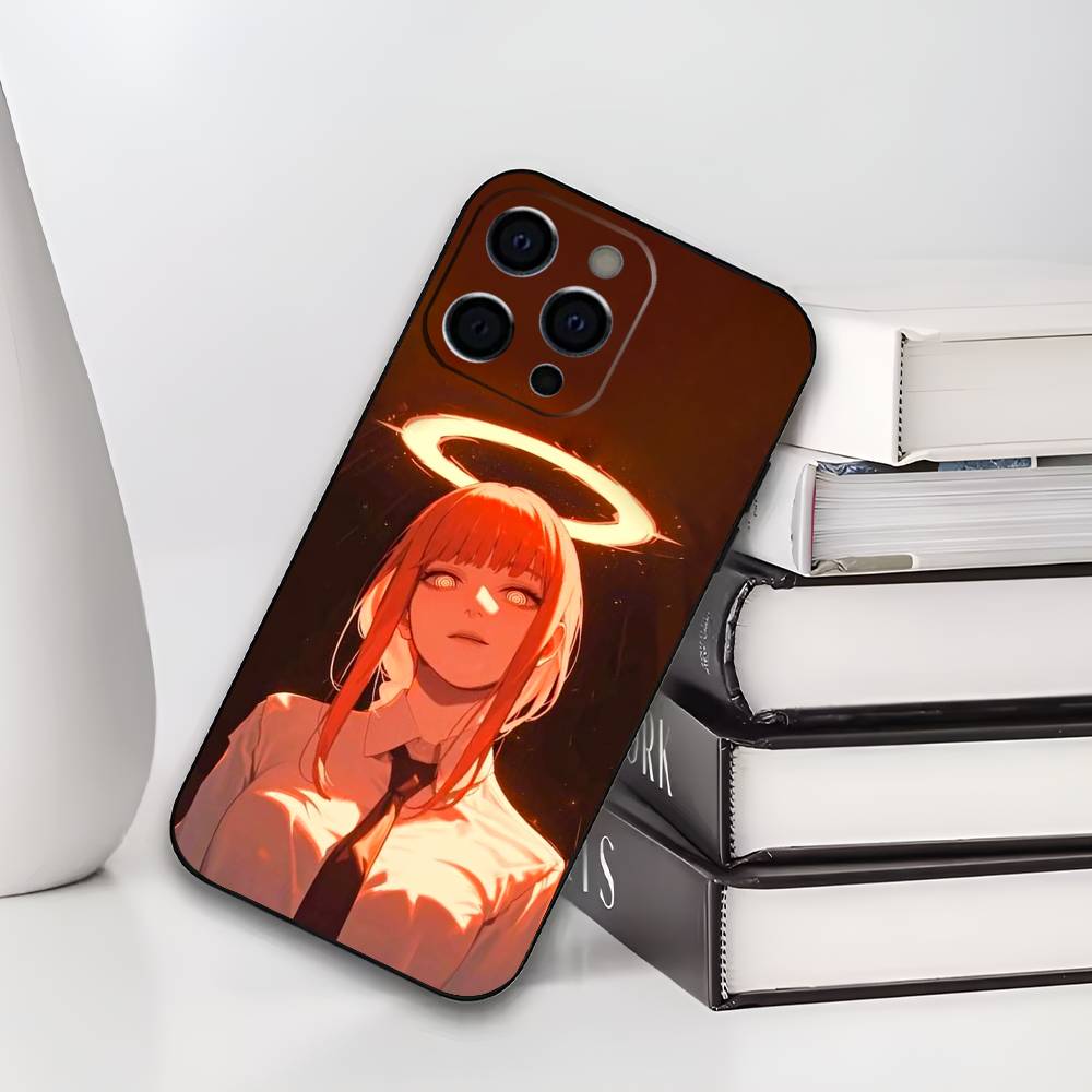 

MAKIMA Человек-бензопила C Чехол для телефона для iPhone 17,16,15,14,13,12,11 Plus,Pro Max,XS,Мягкий силиконовый черный чехол iPhone12