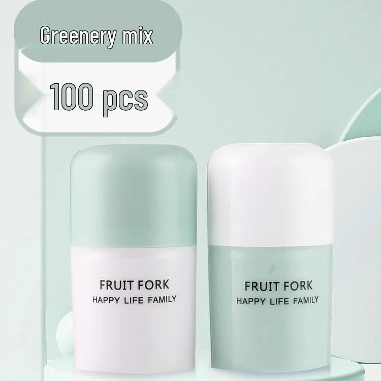 Disposable Two-Pronged Plastic Fruit Forks for Desserts, Cakes, and Pastries.