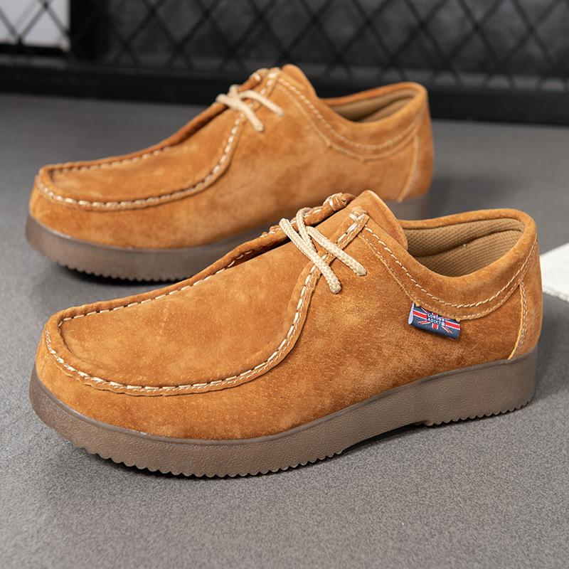 Herren Freizeitschuhe Wildleder Arbeitsschuhe Männliche Schnürschuhe Flache Schuhe Werkzeugschuhe Plattform Outdoor Schuhe Rutschfeste Wanderschuhe Herrenschuhe 42 gelb