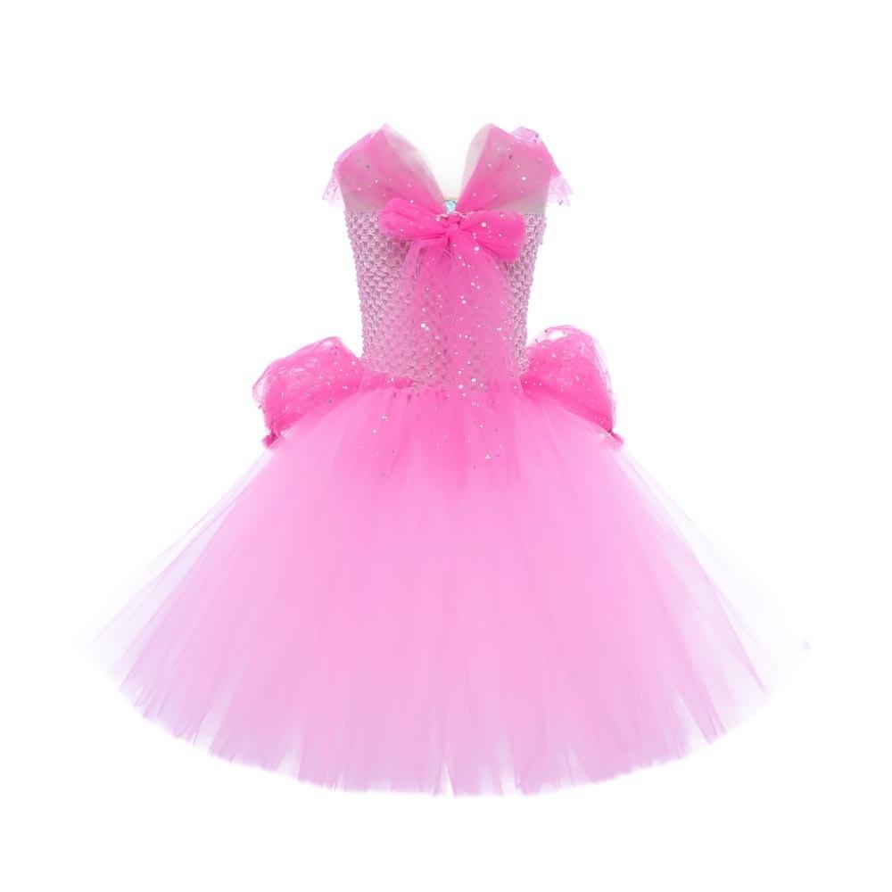 Kids Girls Peach Mesh Tutu Dress Headwear Set Children Halloween Cosplay Costumes Child Pretend Princess Party Role Play Outfit