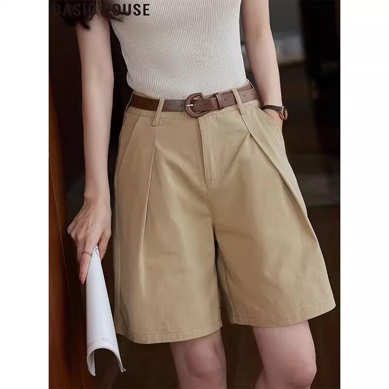 Basic House Women s A-line Straight Fit Suit Shorts L