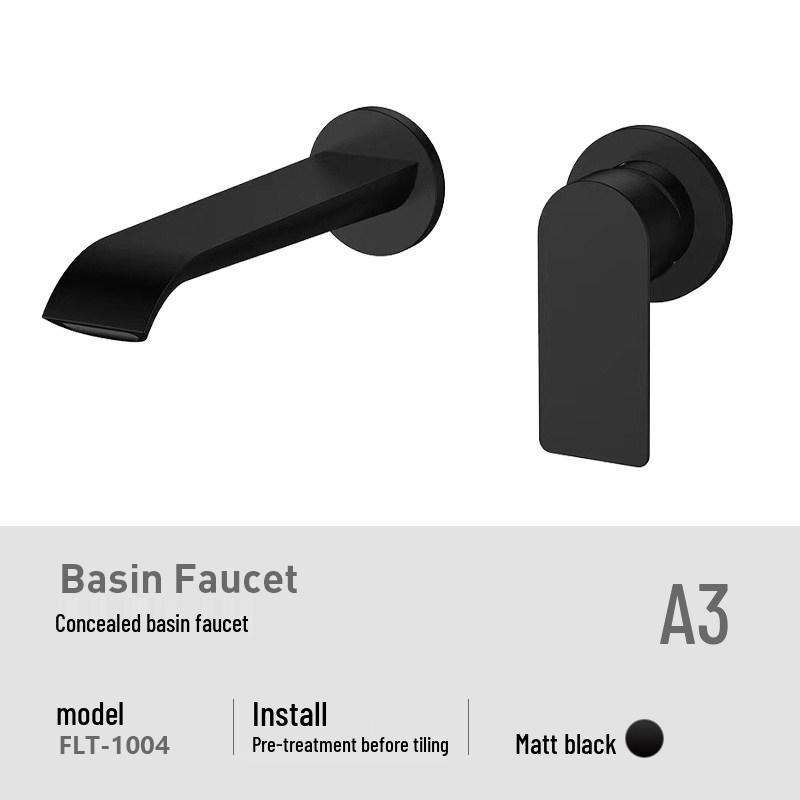 All-Copper Concealed Wall-Mounted Basin Faucet for Hot and Cold Water