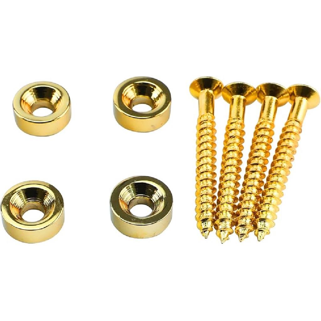 4Pcs Guitar Neck Joint Ferrules with Screws Stainless Steel Bass Joint Bushings Bolt Kit Compatible with Bolt-on Necks Electric Bass Guitar