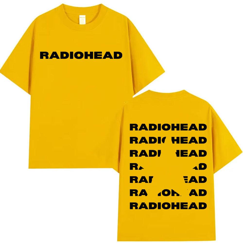 Rock Band Radiohead Tour 2025 Logo T Shirts Mens Fashion Pop Clothing Oversized Tshirt Unisex Hip Hop High Quality Cotton Tees