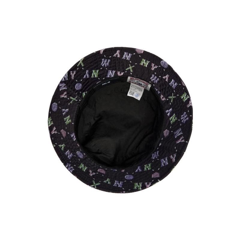 MLB New York Yankees cotton monogram print bucket hat, black 3AHTM0523-50BKS