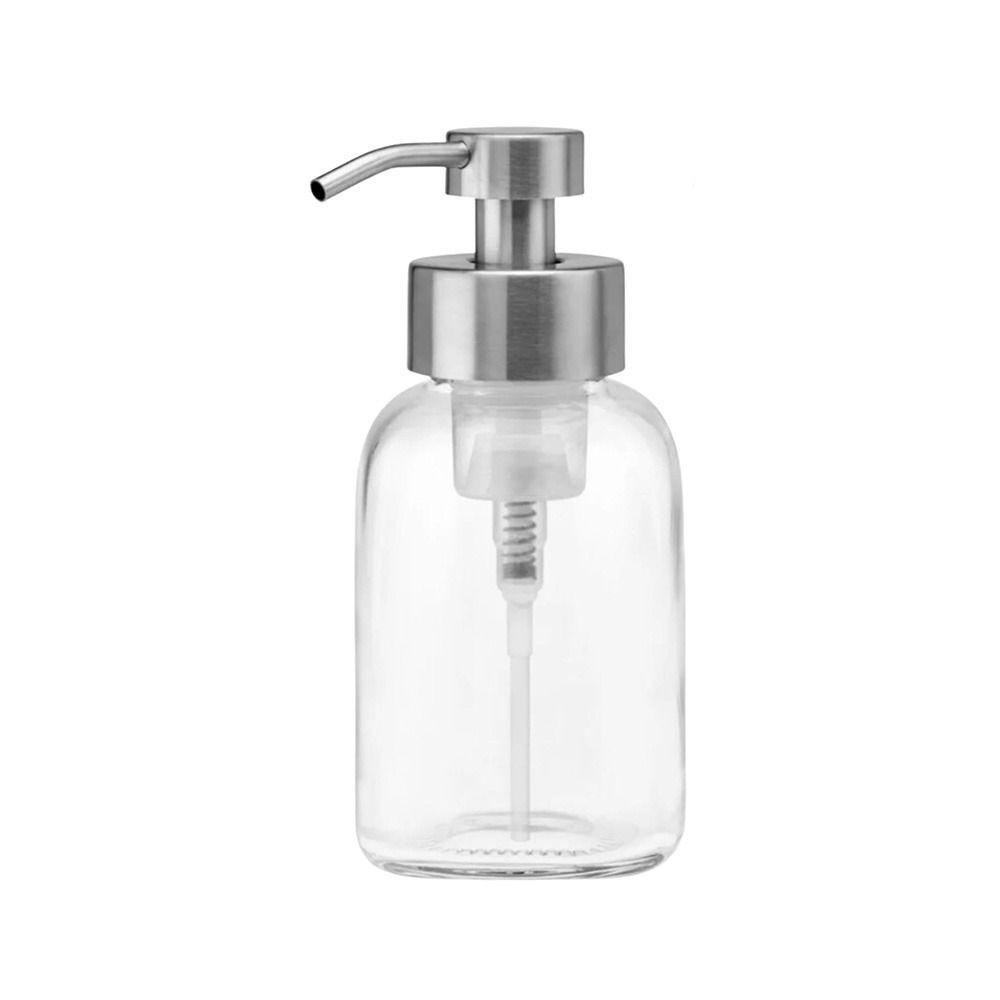 Thick Glass Foaming Soap Dispenser Anti-slip Round Refillable Hand Pump Bottle Amber Durable Brown Glass Jar Kitchen