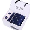 Gift Box Men'S Tie Five-Piece Set, Formal Business 7.5Cm Striped Blue And Black Tie Wedding Groom