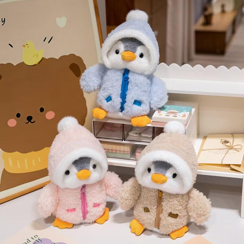 Kawai Drag Penguin Bear Plush Toys Four-color Winter Warm Clothes Christmas Gifts Children Cute Soft Cartoon Dolls
