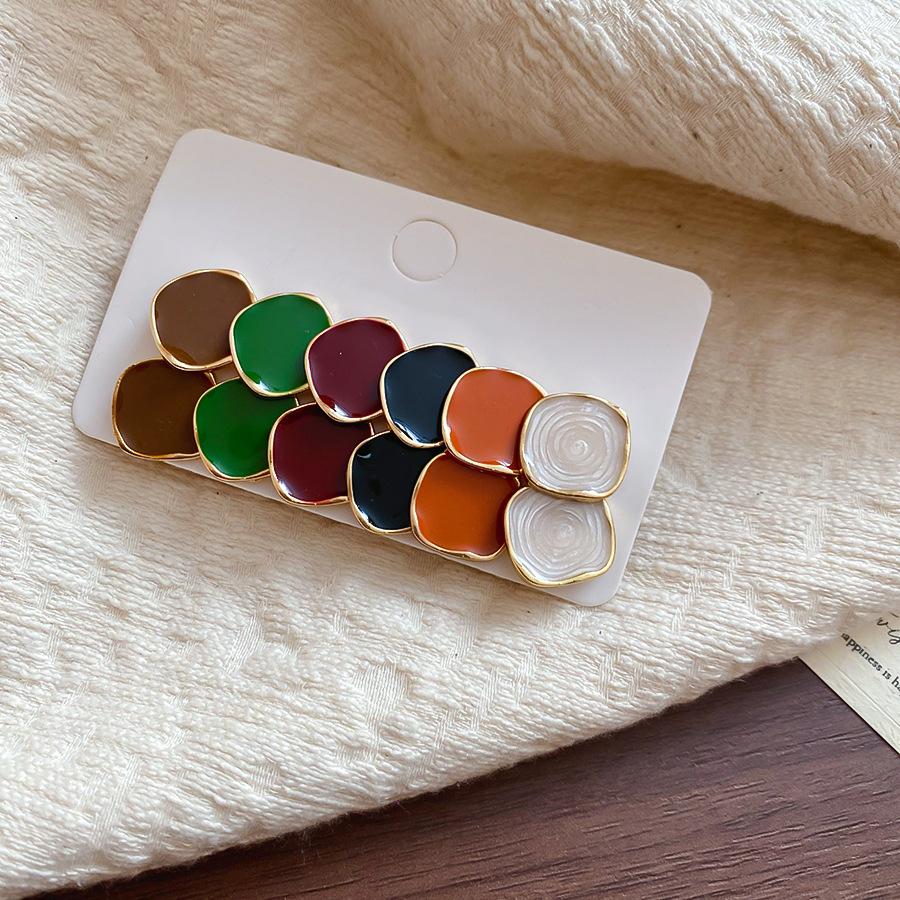6/10/12 Pcs Simulated Pearl Round Square Stud Earrings Small French Elegant Daity Ear Studs for Women Daily Jewelry Sets F