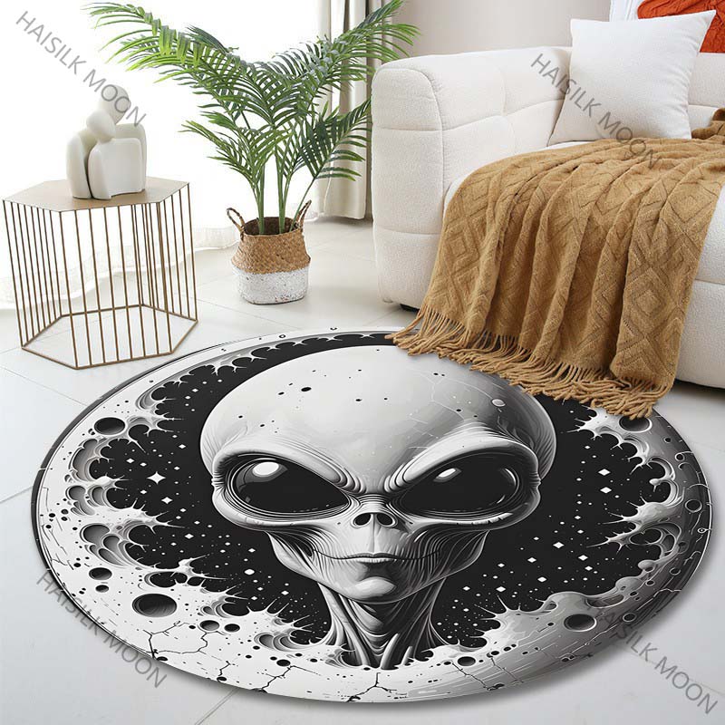 

Multiple sizes Aliens on the Moon Print Round Carpet Living Room Bedroom Table Chair Sofa Decorative Carpet Luxury gifts Diameter -60cm