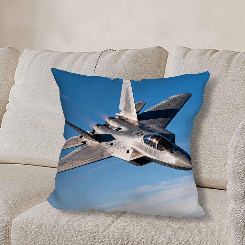 F-F35 F-Fighter Jets F22 Pillow Case Anti-dustmite Pillowcase Invisible Zipper Silky Short Plush Sofa Cushion Cover