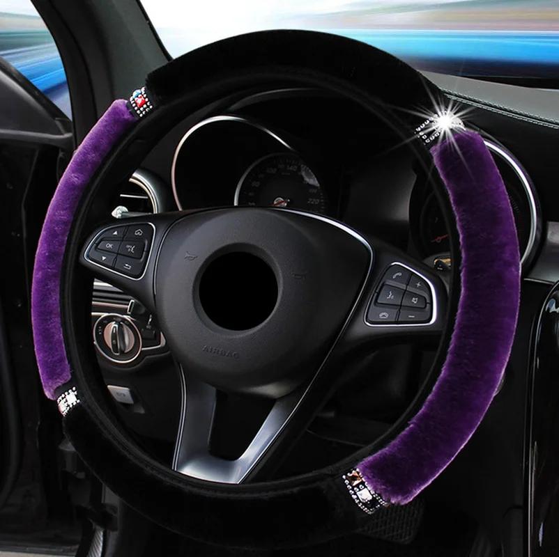 Universal 37-38cm Diameter Soft Plush Anti Slip Car Steering Wheel Cover Interior Accessories Steering-Cover Car-styling